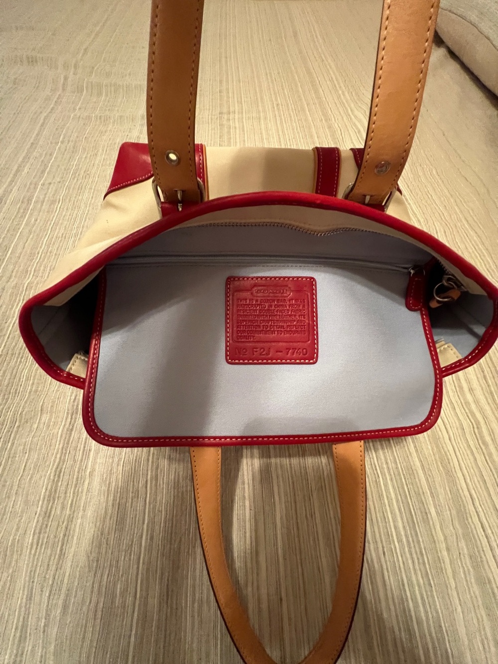 Coach Hampton Natural Canvas w
Red & Natural Leather Nickel
Hardware - Picture 8 of 15